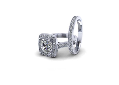 Cushion Halo CZ Engagement Ring